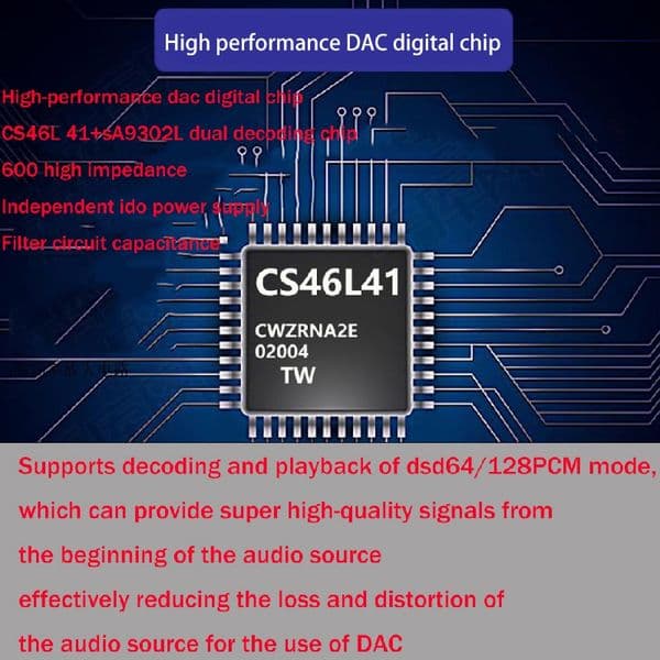 CS46L41 USB Type-C to 3.5mm Headphone Amplifier Decoding DAC HiFi Earphone Audio interface Adapter 32bit 384kHz Sound Amplifier