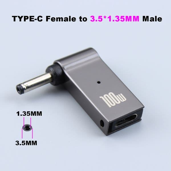 Laptop Power Charger Adapter Connector Type-C Female to DC 3.5*1.35mm Male Jack Plug Converter for Acer Samsung