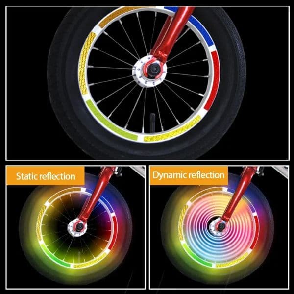 Reflective Tire Sticker Safety Sticker Color Kids Balance Bike Reflective Sticker Wheel Fluorescent Reflect Strip Warning Decor