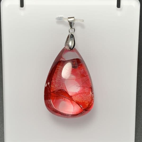 Treated Fire Quartz Pendants Women Natural Water Drop Crystals Necklaces 925 Silver Red Limonite Phantom Clear Beads Gifts AAAAA