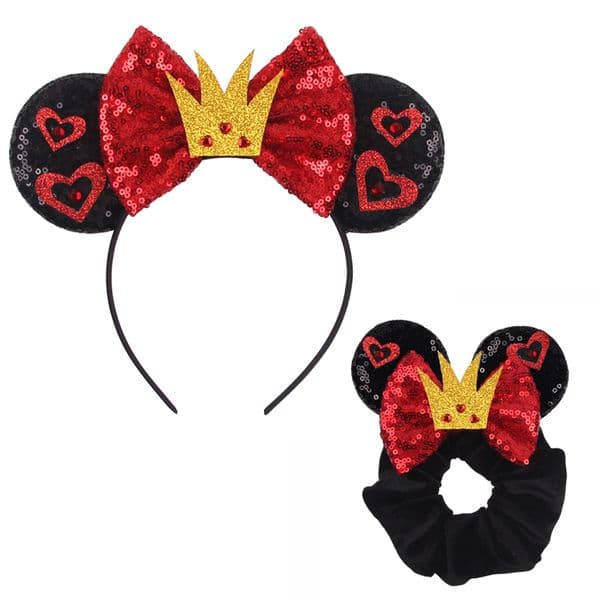 2Pcs/Lot Mouse Ears Headband Hair Scrunchies Set Sequins Bow Hairband For Girls Women Featival Party DIY Hair Accessories Gift