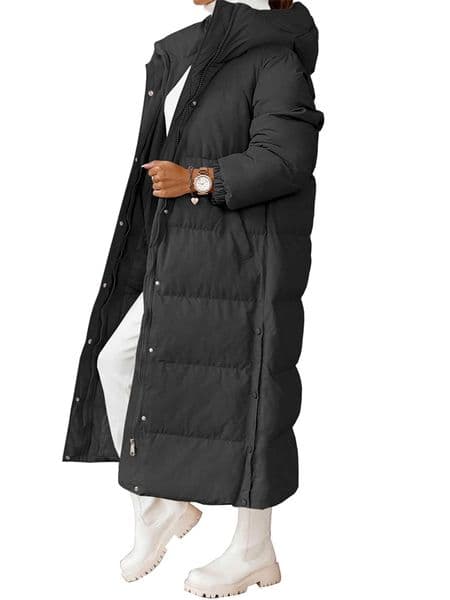 Women Long Winter Jacket, Long Sleeve Hooded Winter Coat Warm Lightweight Winter Jacket