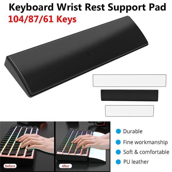 61/87/104 Keys Anti-slip Comfort PU Leather Memory Foam Ergonomic Keyboard Wrist Joint Rest Support Pad for Gaming Home Office