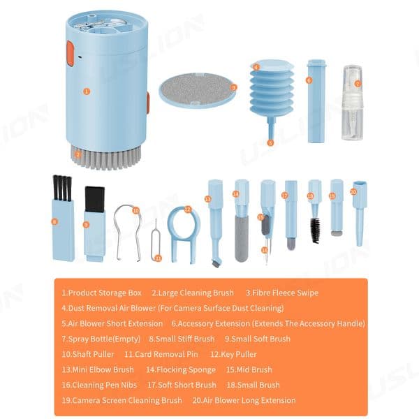 20 in 1 Cleaner kit Computer Keyboard Cleaner Brush Tablet Cellphone Screen Cleaning Spray Bottle Set Earphones Cleaning Tools