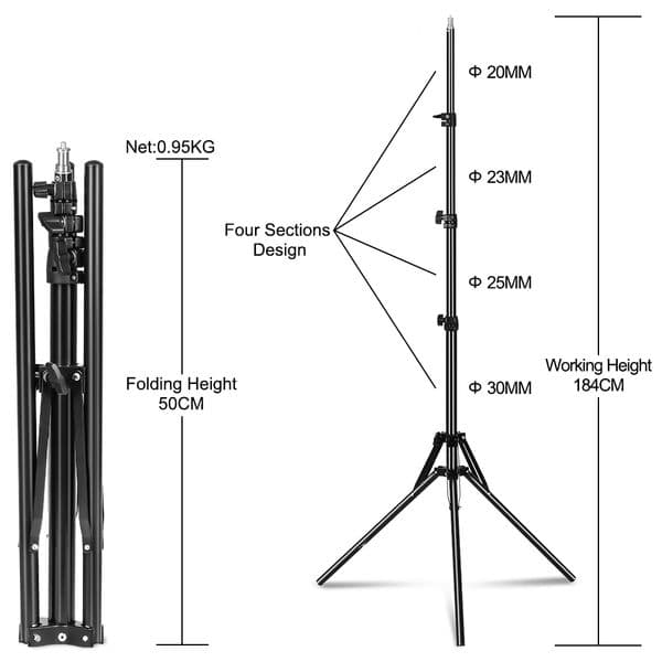 184cm Photography Lightweight Selfie Stick Tripod Stand With 1/4 Screw Head Bearing Weight 6KG Photo Studio Tripods a9b47