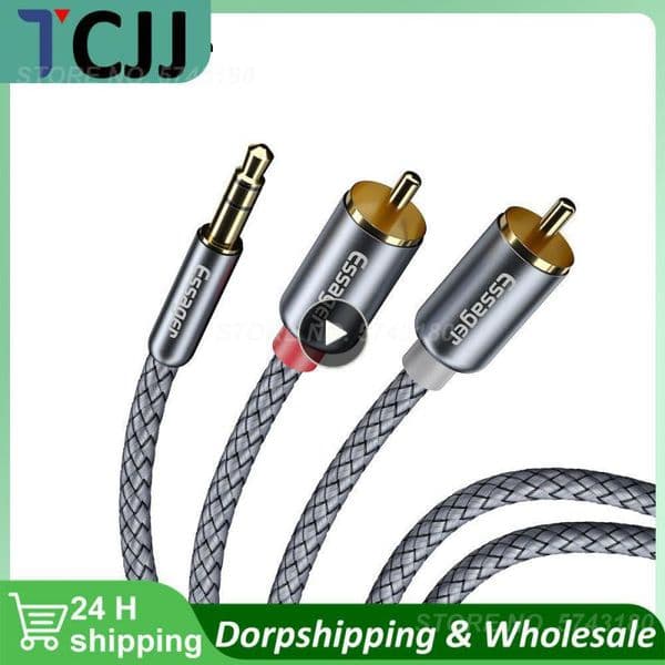 Cable 2RCA To 3.5mm Jack Audio Cable 2 RCA Male Splitter Aux Cable For TV PC DVD Speaker Audio Amplifiers Subwoofer Cables