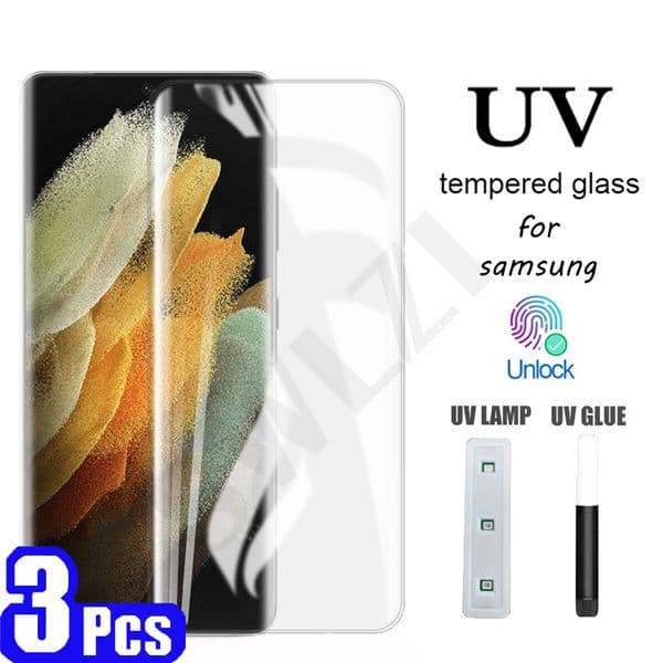 3/5Pcs UV tempered glass for Samsung Galaxy s21 Ultra s20 note 20 10 pro s10 5G s9 s8 plus phone screen protector UV Glass film