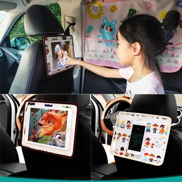 Car Headrest Phone Mount Bag Holder for Kids in Back Seat Tablet Stand for Samsung Xiaomi 3-11.5 Inch Tablets Smart Mobile Phone