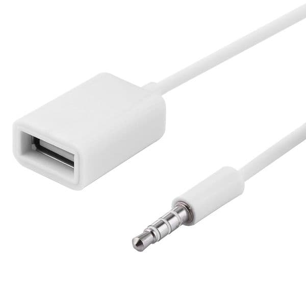 3.5mm Male Audio AUX Jack to USB 2.0 Type A Female OTG Converter Adapter Cable Wire Cord