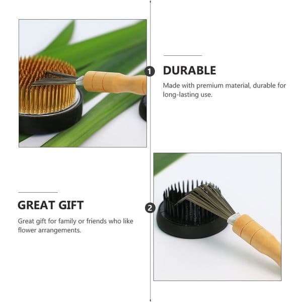 1 Set Japanese Ikebana Tool Set Floral Kenzan Flower Frog Brush Flower Frogs Cleaner Cleaning Brush Tool for Flower Arrangement