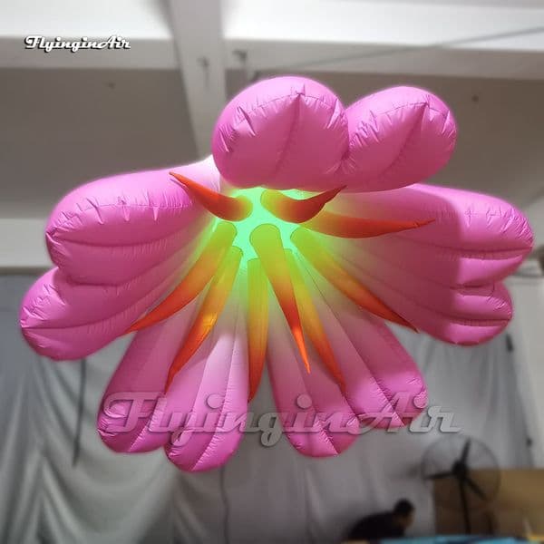 Personalized LED Inflatable Flower 2m/3m Hanging Pink Air Blow Up Lily Flower With Light For Party And Wedding Decoration