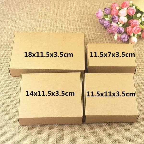 24pcs/lot Brown Kraft Craft Paper Jewelry Pack Boxes Small Gift Box For Biscuits Handmade Soap Wedding Party Candy Packaging Box