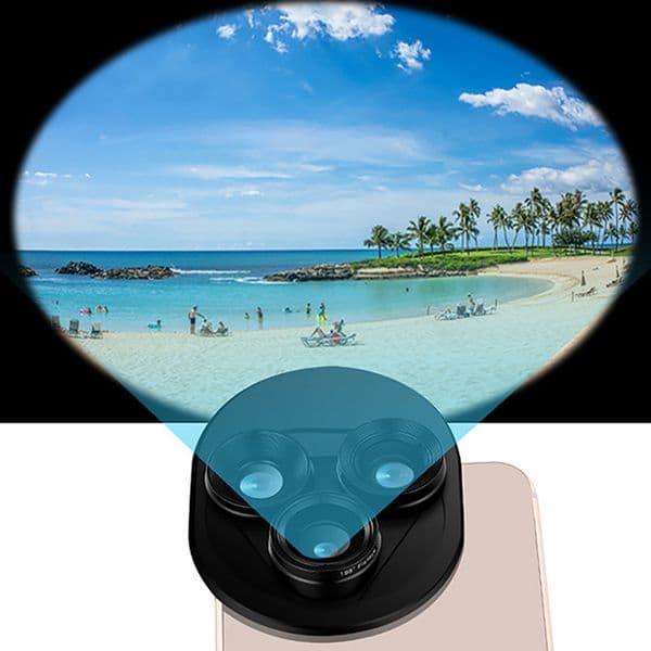Phone Lens 3-in-1 Universal External Wide Angle Macro Fisheye Cellphone Clip 360 Rotating 20X HD Lens for Smartphone
