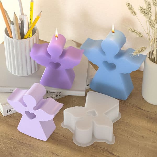 3D Love Angel Candle Silicone Mold Angel Shape Scented Soap Mould DIY Plaster Concrete Resin Ornament Gifts Molds Home Decor