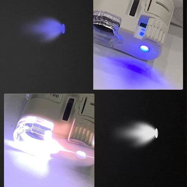 60/100X Mobile Phone Microscope LED Instrument Magnifying Glass Focusing Adjusted Pocket Microscope With Cellphone Clip UV Light
