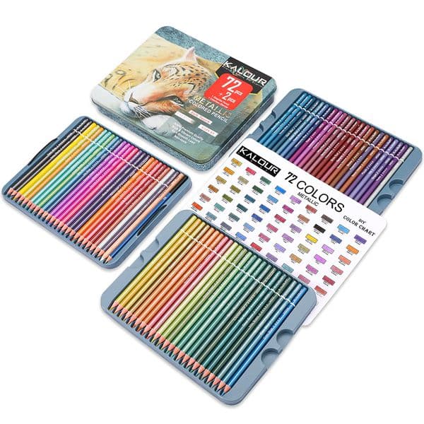NEW 72Pcs Metallic Colored Pencils Soft Core Oil Based Wood Drawing Pencil Sketch Pencil Kit For Sketch Coloring Art Supplies