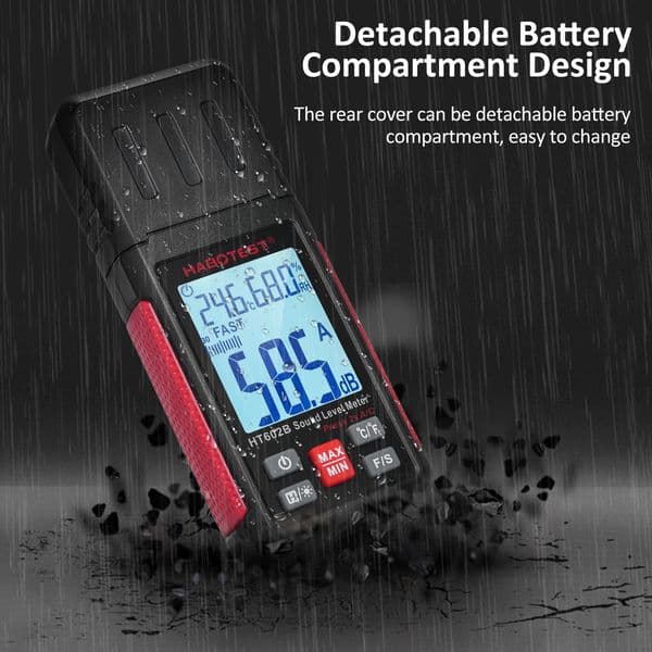 HABOTEST HT602B Decibel Meter Sound Level Meter Portable SPL Meter 30-130dB Noisemeter with Temperature Humidity Measuring