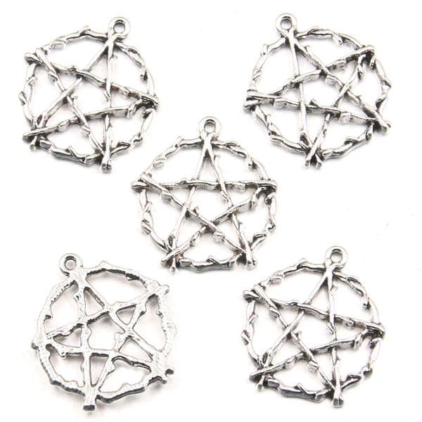 10Pcs Antique Tibetan Alloy Necklace Pendant Round Star Pentacle Charms Handmade For DIY Craft Art Jewelry Crafts