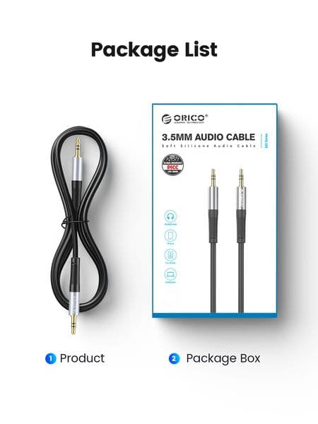 ORICO 3.5mm Aux Cable Jack Audio Cord Male to Male Hi-Fi Sound Liquid Silicone for Headphones iPhone Speaker Car iPad