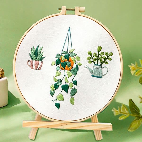 Cute Flower Starter Embroidery Kit DIY Stamped Cross Stitch Set For Adults Kids Handicrafts Lover Birthday Gift Plant Decoration