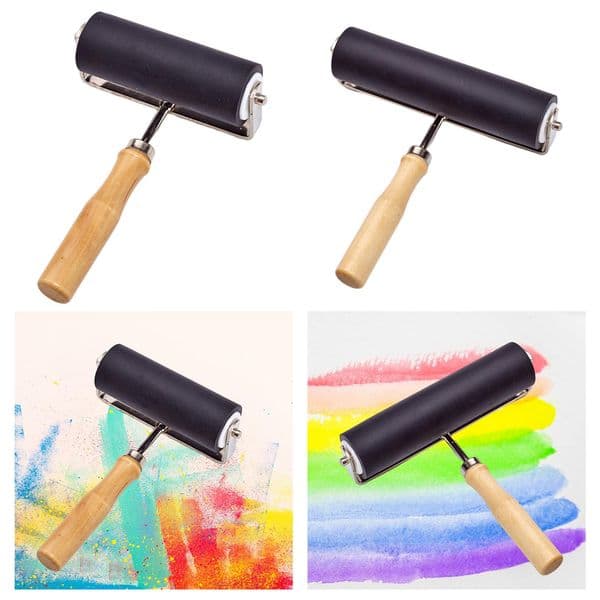 Professional Rubber Roller Craft Roller Anti Skid Wood Handle Tool Arts for