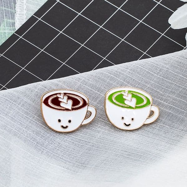 Cute Mini Variety of Coffee Enamel Pin Coffee Cup Green Tea Cup Brooches Bag Lapel Pin Clothes Badge Jewelry Gift for Barista
