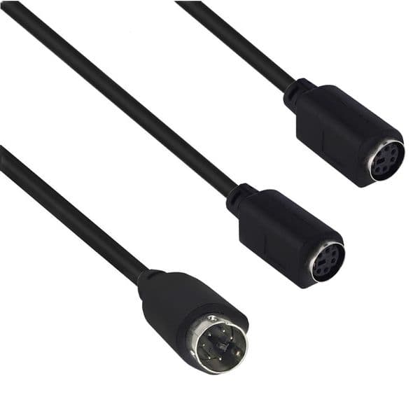 S-video Mini DIN 6-pin Splitter Y Adapter 1 male 2 female Cable 6pin PS/2 PS2 Data Cable to Keyboard and Mouse Interface