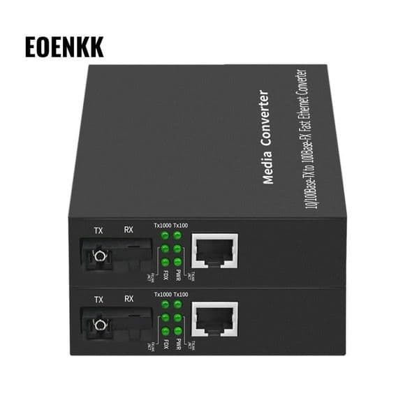 1 Pair Media Converter 10/100 Fiber Optic Converter Single Mode Single Fiber Transceiver Photolectric Transducer 25km