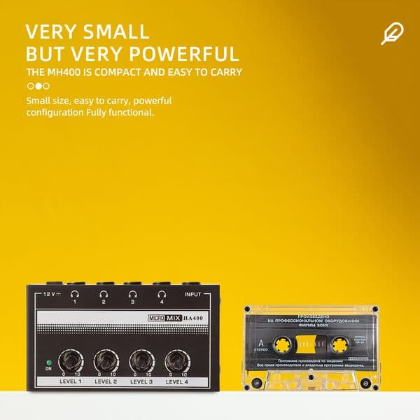 Mic 2U HA400 Ultra-Compact Audio Amplifier 4 Channels Mini Stereo Headphone Amplifier With Power Adapter sound amplifier