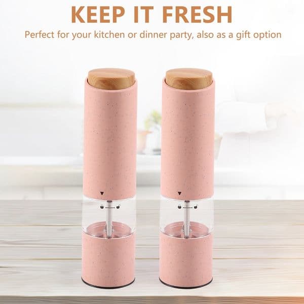 2 Pcs Electric Salt Pepper Grinder,Electric Ceramic Burr Mill For Herb/Pepper/Spice,Adjustable Grinding Gadgets