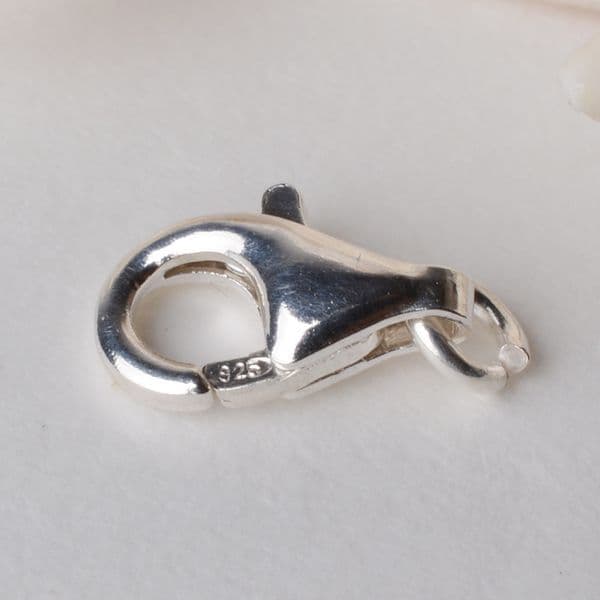 Solid 925 Sterling Silver Lobster Claw Clasp, snap clasp with 1 Open Jump Ring 8-16mm
