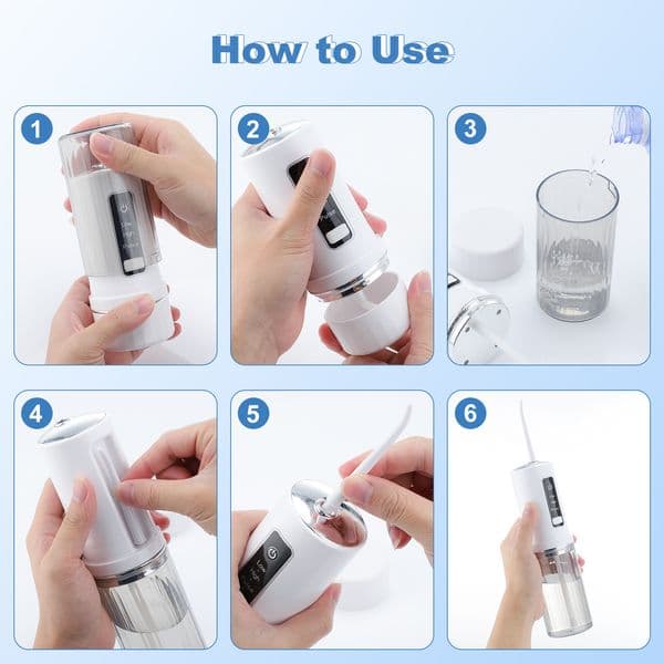 Portable Water Flossers for Teeth 230ML Oral Irrigator Rechargeable Dental Floss 3 Modes IPX7 Waterproof Teeth Whitening Cleaner