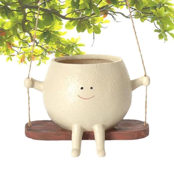 Face Planters Pots Head Unique Cute Flower Pot Sturdy Swinging Plant Pot Decor Creative Succulent Planter Basket Rainproof