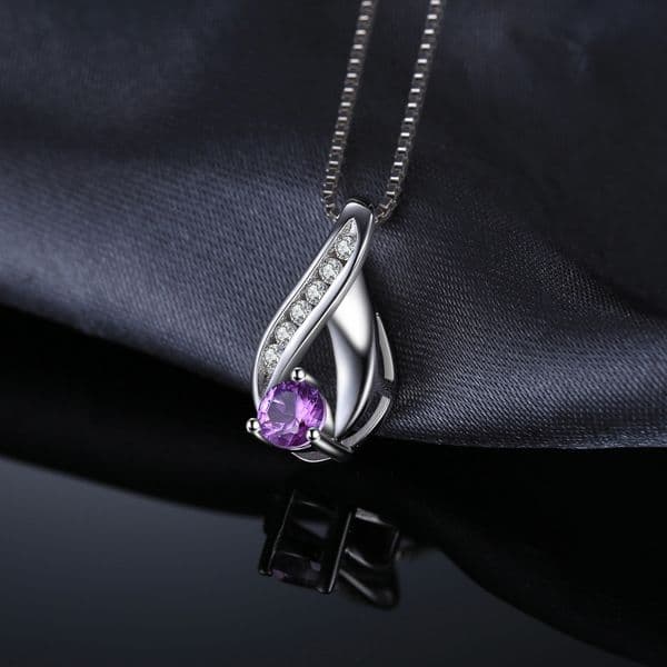 JewelryPalace Infinity Natural Amethyst 925 Sterling Silver Pendant Necklace for Women No Chain