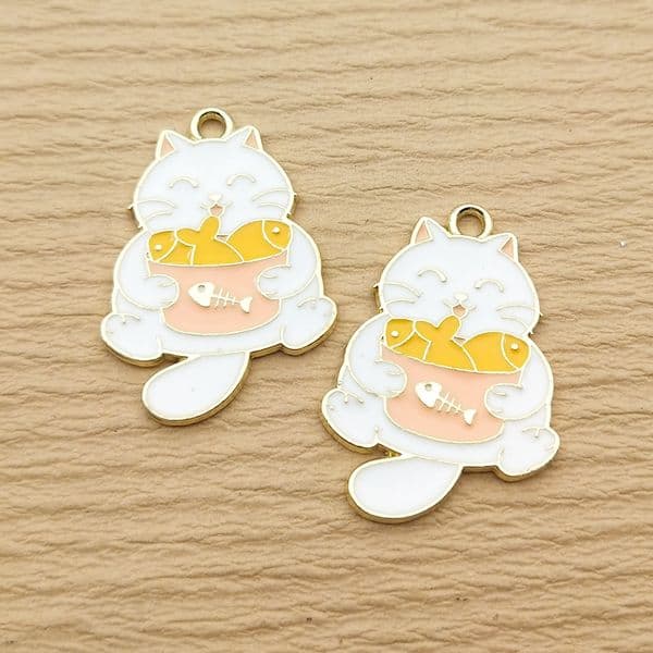 10pcs Panda Fox Cat Charm for Jewelry Making Enamel Necklace Pendant Bracelet Earring Diy Supplies Craft Accessories Gold Plated