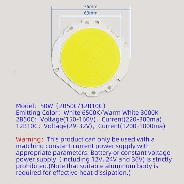 LED ChipS 50W COB Chips SMD diode Light Beads 7660 integrated lamp for Floodlight ceiling lights spotlight light source