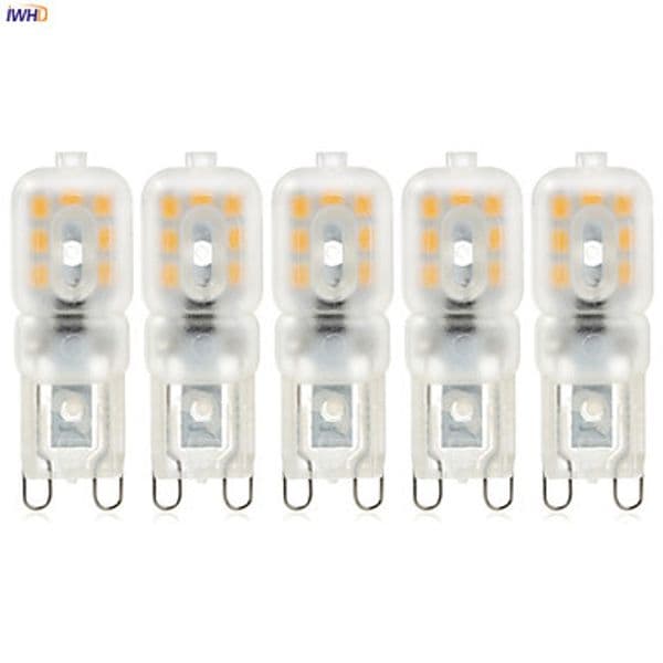 IWHD 5pcs 2W G9 LED Lamp Bulb 220V 14xsmd3528 LED G9 Corn Lights Replace Halogen Chandeliers Warm White White 110v-220v