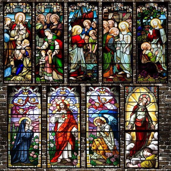 Static Cling Stained Glass Film Vintage Style Church Art Window Stickers PVC Self-adhesive Classic European Christian Film