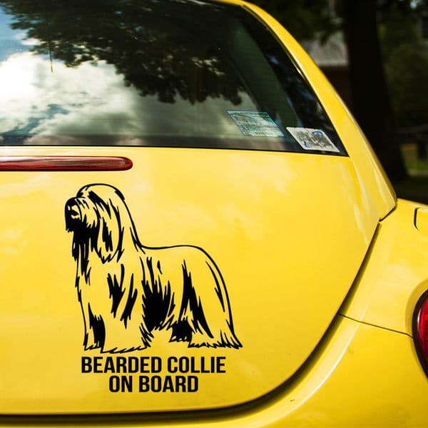 S61486# Bearded Collie Dog On Board Black Transparent Car Sticker Vinyl Decal Waterproof Decors for Motorcycle Bumper Laptop