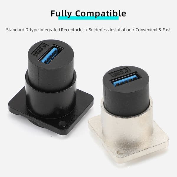 AVSSZ USB3.0 2.0 Type A Cable Connector High-speed Transmission Solderless Socket Female to Female Panel Mount Chassis Connector
