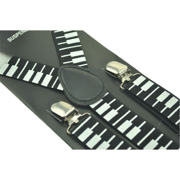 2.5cm Men Women Unisex "Piano Key Board" Suspender 3 Clips Braces Elastic Braces Suspender For Trousers Pants Holder Y- back