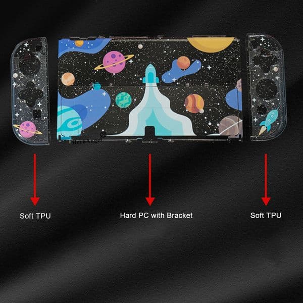 Sakura Glitter Crystal Protective Case for Nintend Switch OLED JoyCons Shell TPU + PC Cover Dock Case for Switch OLED Console