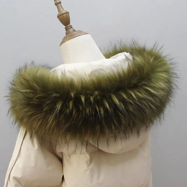 Qearlstar Women's Big Faux Fur Scarf Autumn Winter Thicken Thermal Warm Lady Fur Collar Men Coat Hooded Fur Scarf Collar ZKG43