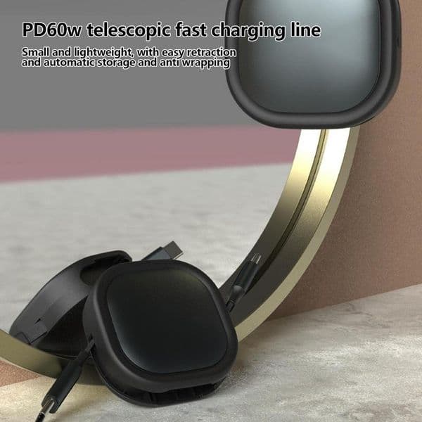 60W PD Type C Retractable Fast Charging Data Sync Cord for Phone Tablets Portable Fast Charging Charger USB C Data Cable