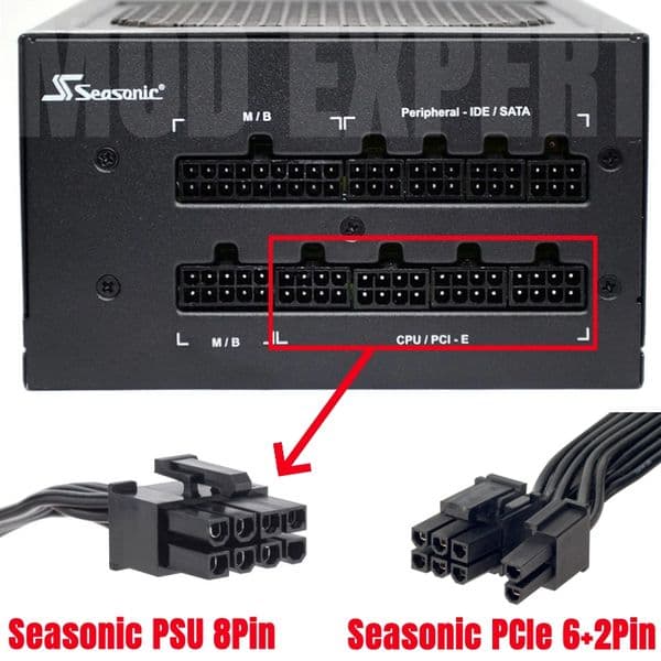 For SEASONIC PRIME Platinum Dual 6+2Pin 8Pin PCIe VGA GPU Power Cable for PX-1600, PX-1300, PX-1200, PX-1000, PX-850 Modular PSU