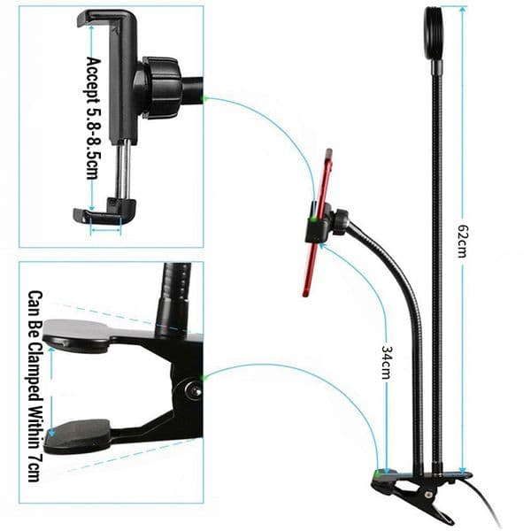 Universal Selfie Ring Light With Flexible Mobile Phone Holder Lazy Bracket Desk Lamp LED For Youtube Live Photography Studio