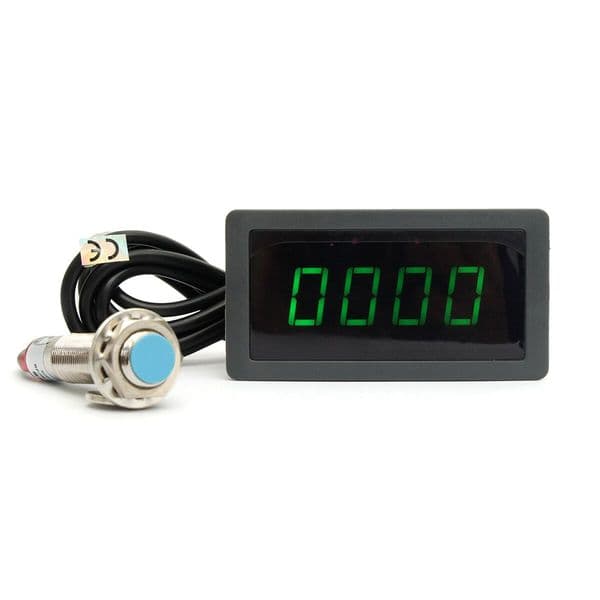 1/2pcs 4 Digital LED Blue Green Tachometer Gauge RPM Speed Meter+Hall Proximity Switch Sensor NPN 12V