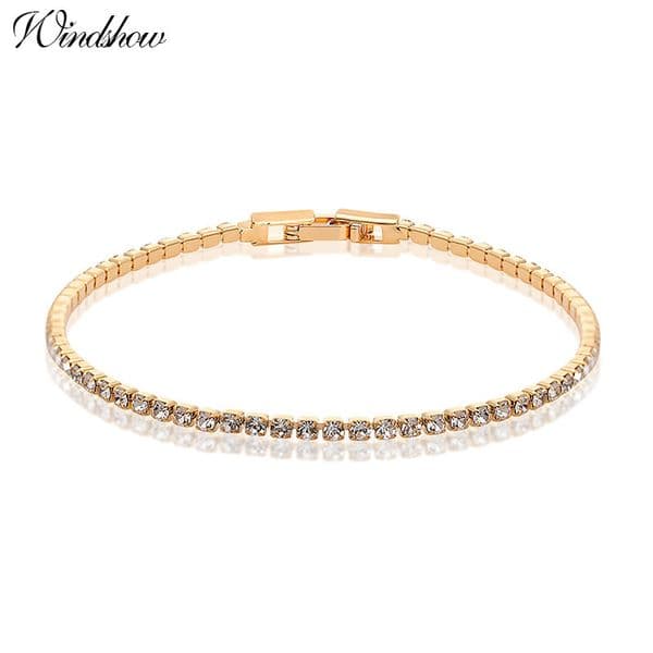 6colors 17+2cm Gold Color Cluster Rhinestone Crystals Slim Tiny Tennis Chain Bracelets Jewelry for Women Girls Pulseira feminina
