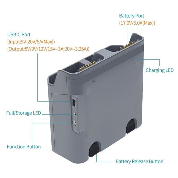 For DJI Air 3 Drone Battery Charger Double Batteries Charging Hub Two-Way Power Bank Supply Simultaneously Charge Accessories