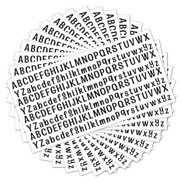 2Pcs 0.5 Inch 26 Black White English Letters Alphabet Uppercase lowercase Stickers Self-adhesive DIY Scrapbooking Diary Journal